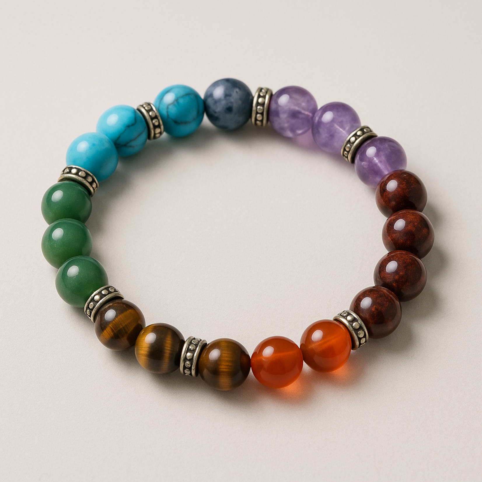 Aura Dorno Aura Dorno Armband Chakra Balance – handgemaakt van natuursteen in zeven kleuren
