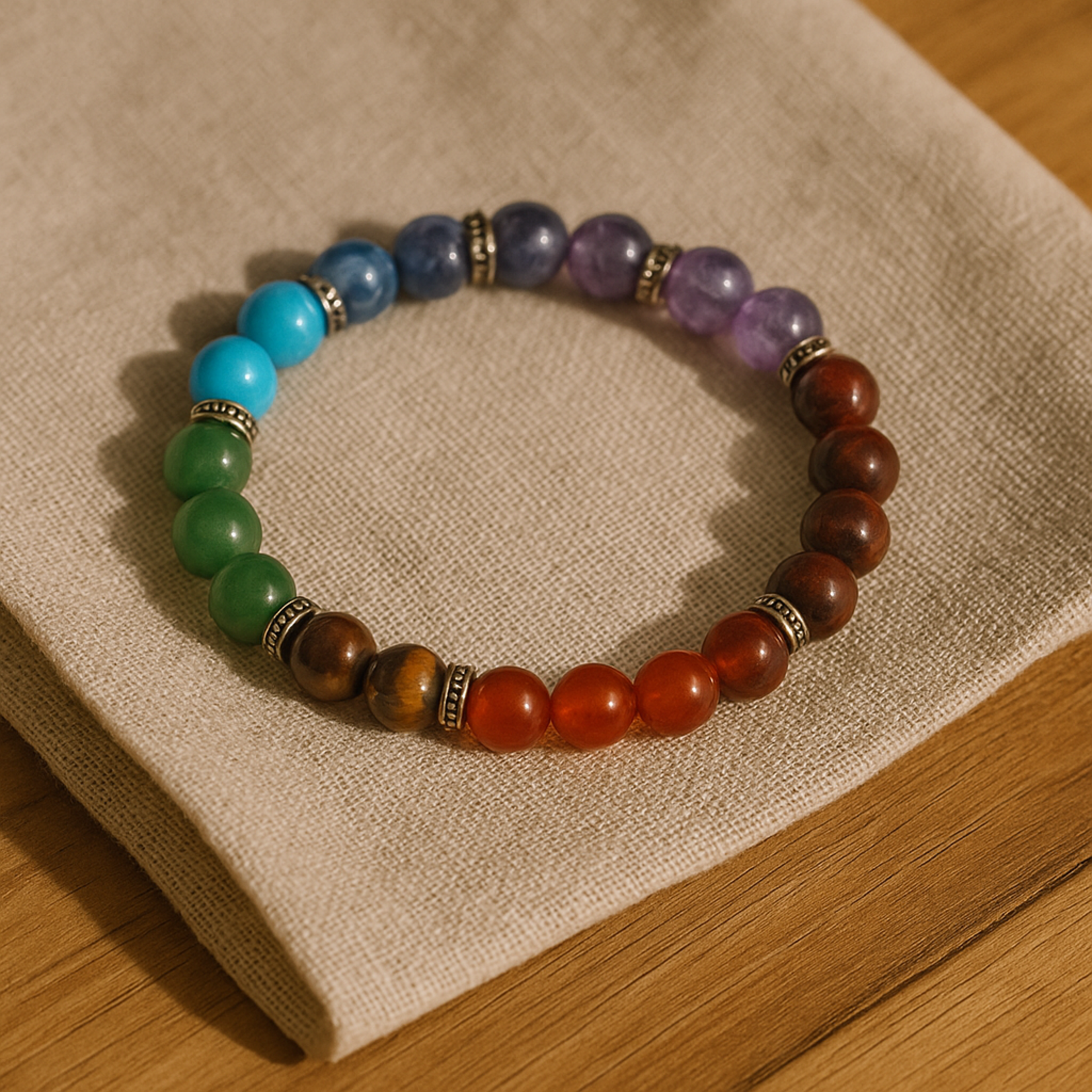 Aura Dorno Aura Dorno Armband Chakra Balance – handgemaakt van natuursteen in zeven kleuren
