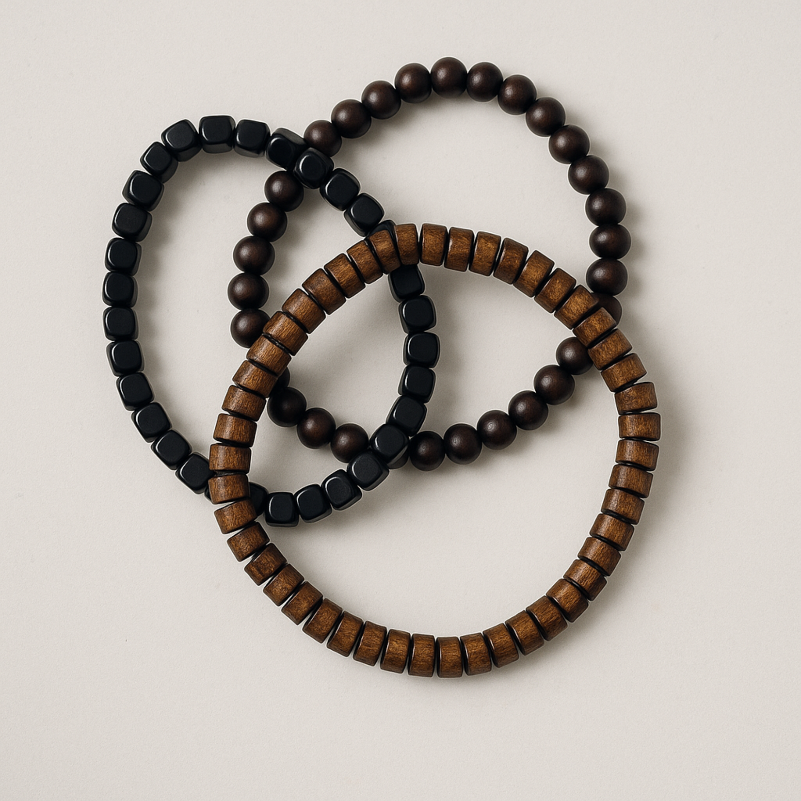 Aura Dorno Aura Dorno Armbanden Set Earth Trio – handgemaakt van hout en natuursteen