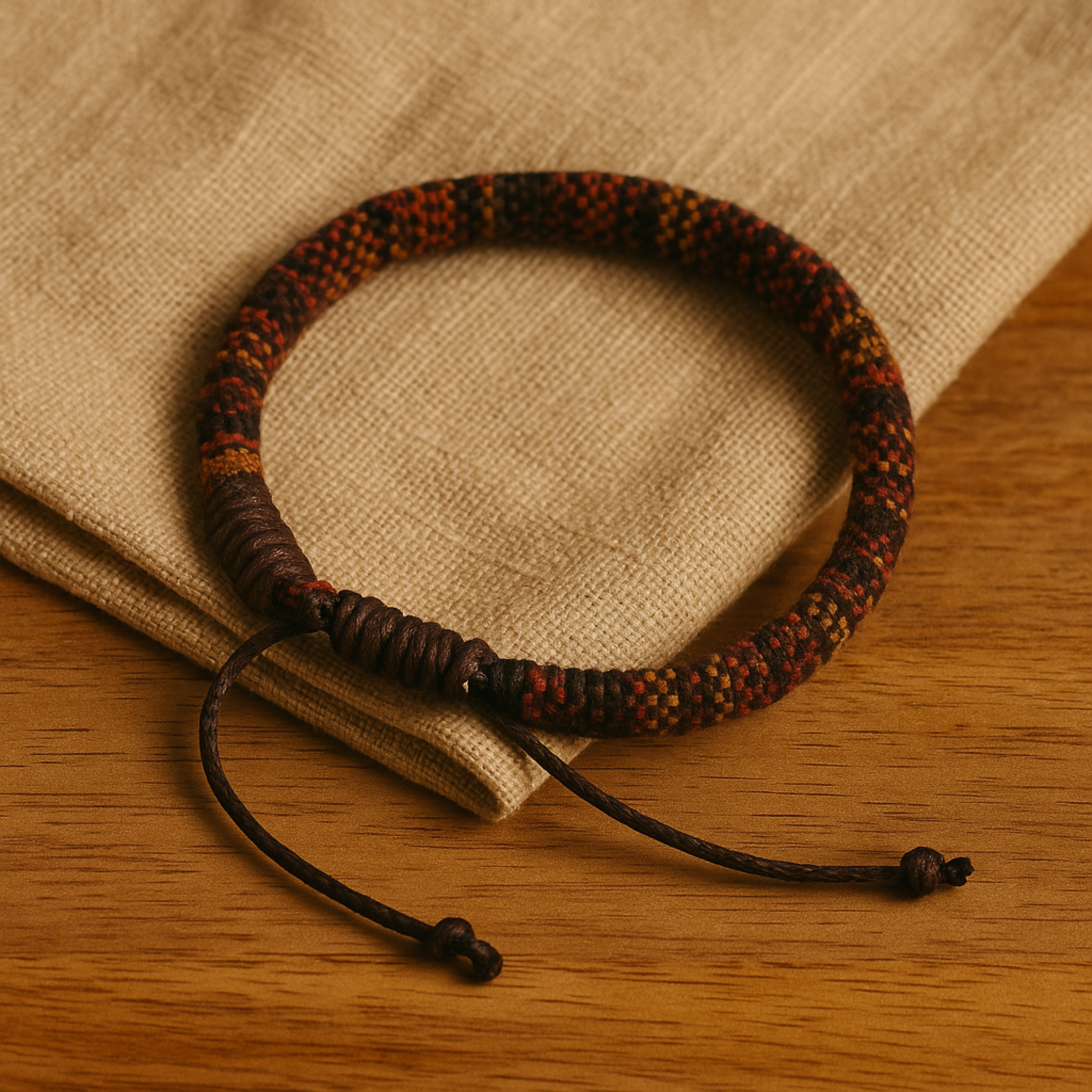 Aura Dorno Aura Dorno Armband Terra Weave – handgemaakt van bruin katoen en gevlochten touw