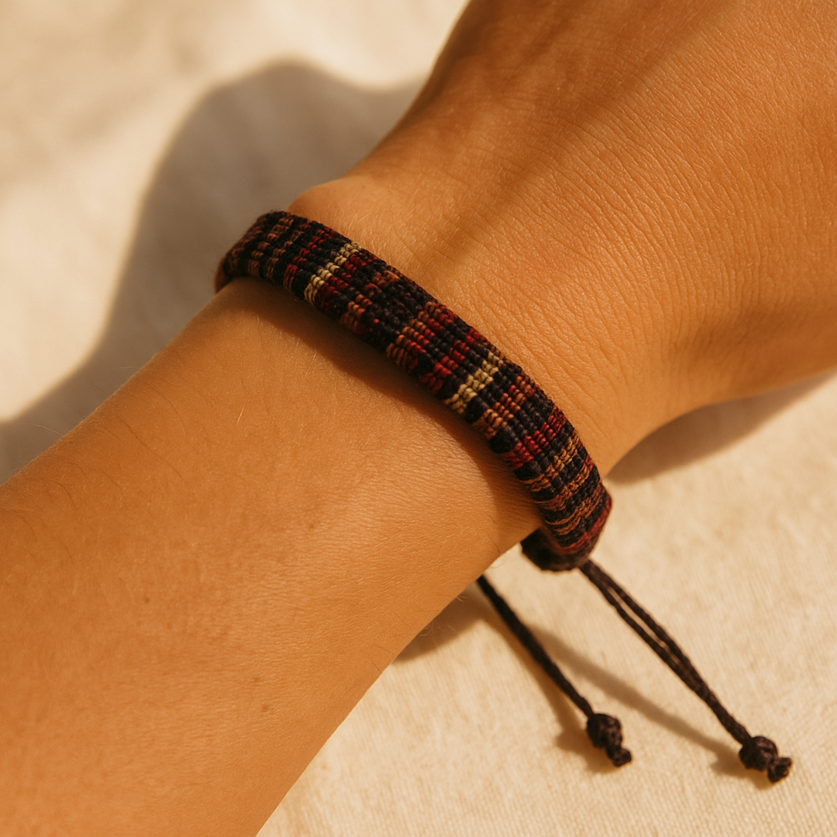 Aura Dorno Aura Dorno Armband Terra Weave – handgemaakt van bruin katoen en gevlochten touw