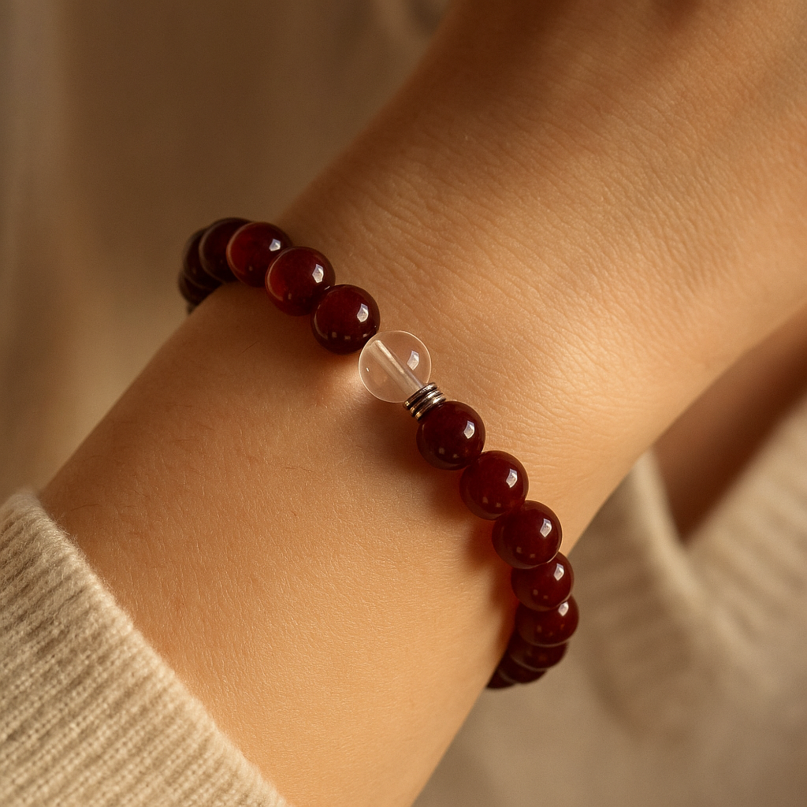 Aura Dorno Aura Dorno Armband Red Carnelian Energy – handgemaakt van carneool en bergkristal