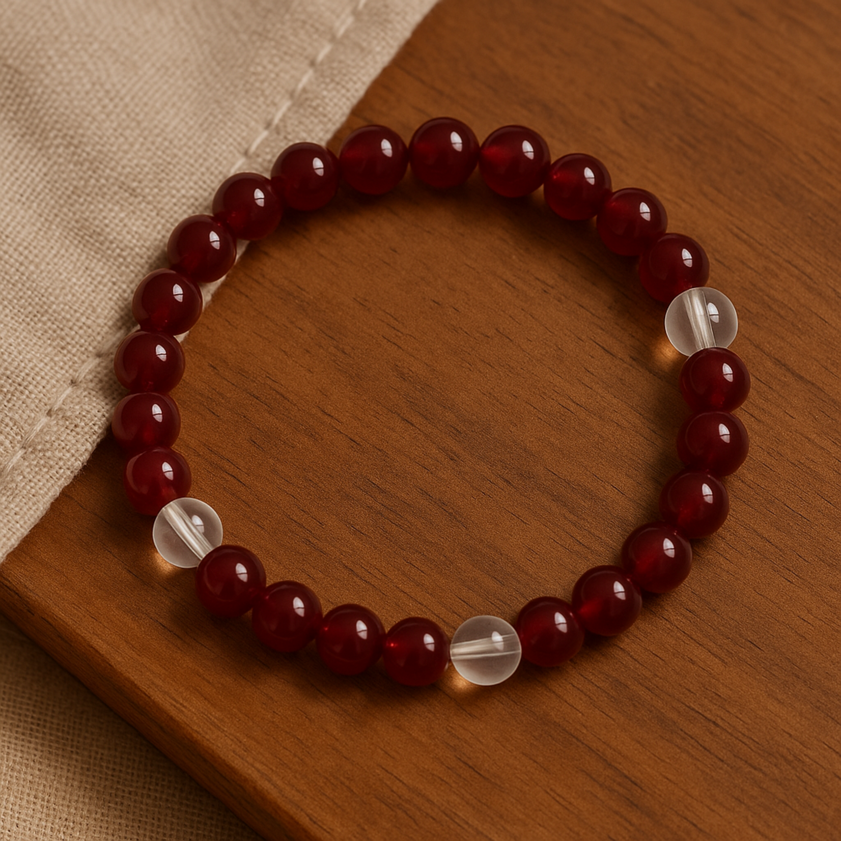 Aura Dorno Aura Dorno Armband Red Carnelian Energy – handgemaakt van carneool en bergkristal