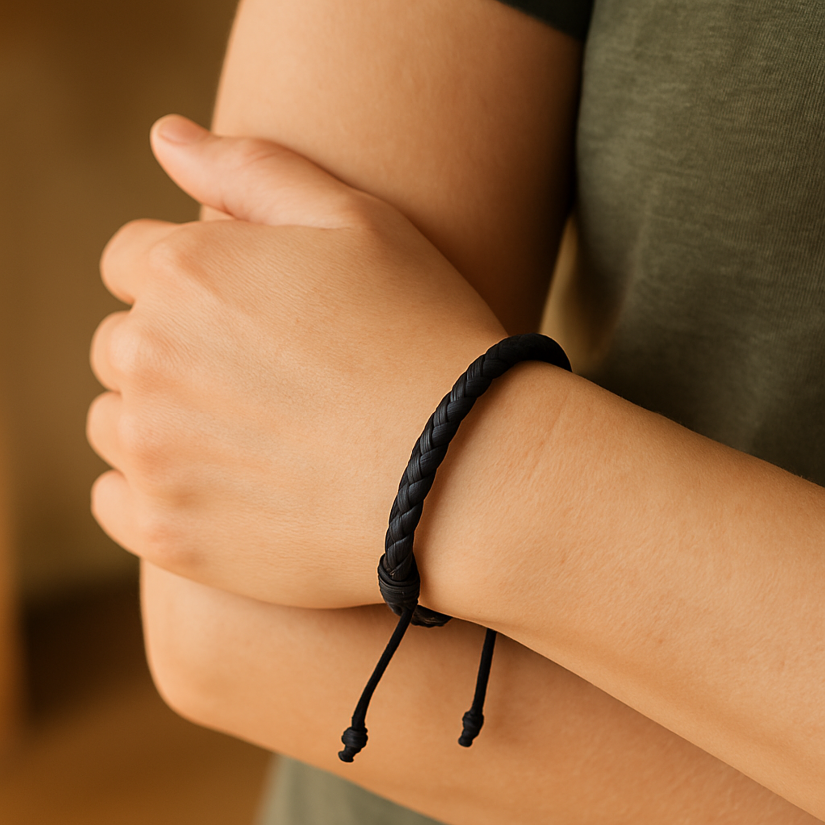 Aura Dorno Aura Dorno Armband Black Weave Essence – handgemaakt van gevlochten leer