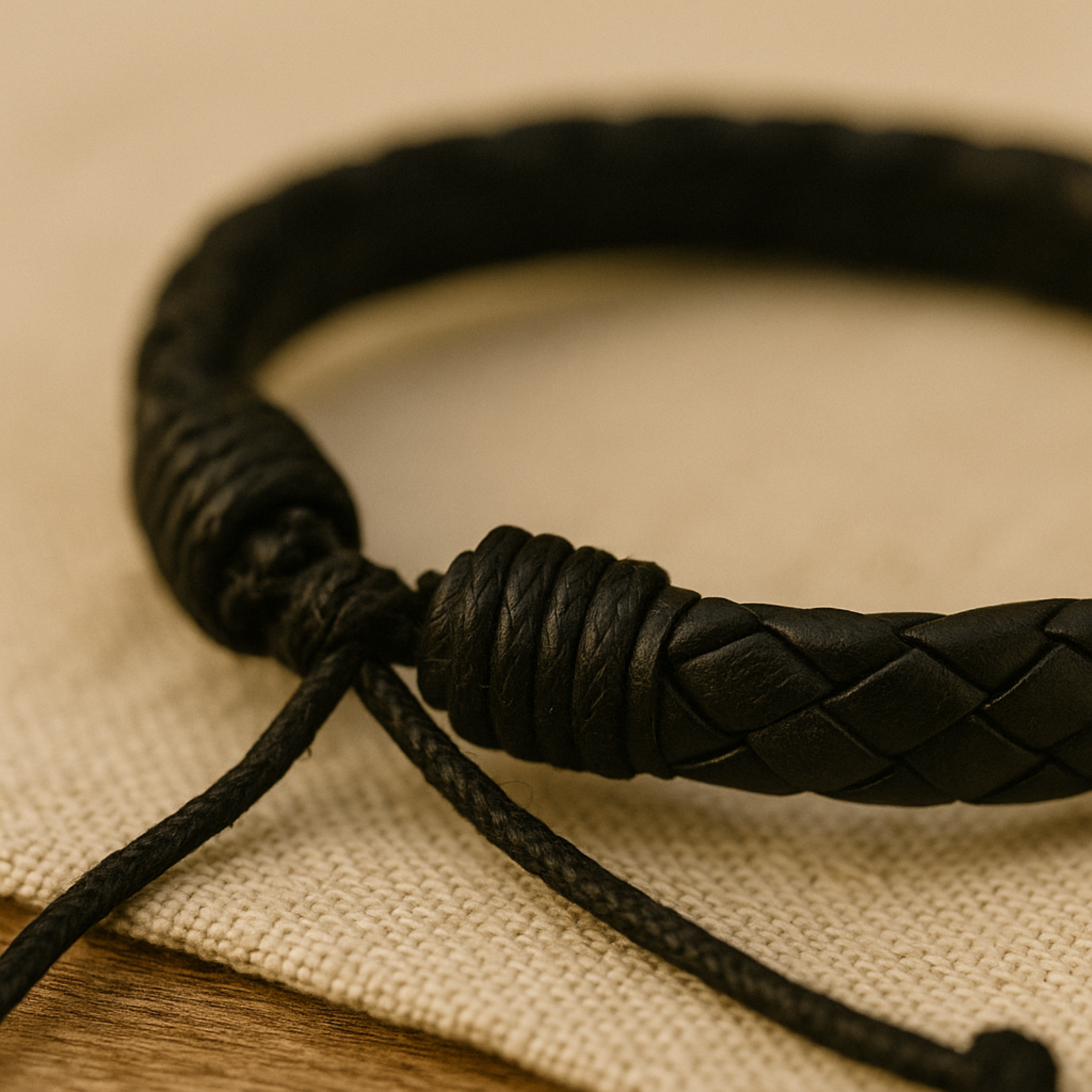 Aura Dorno Aura Dorno Armband Black Weave Essence – handgemaakt van gevlochten leer