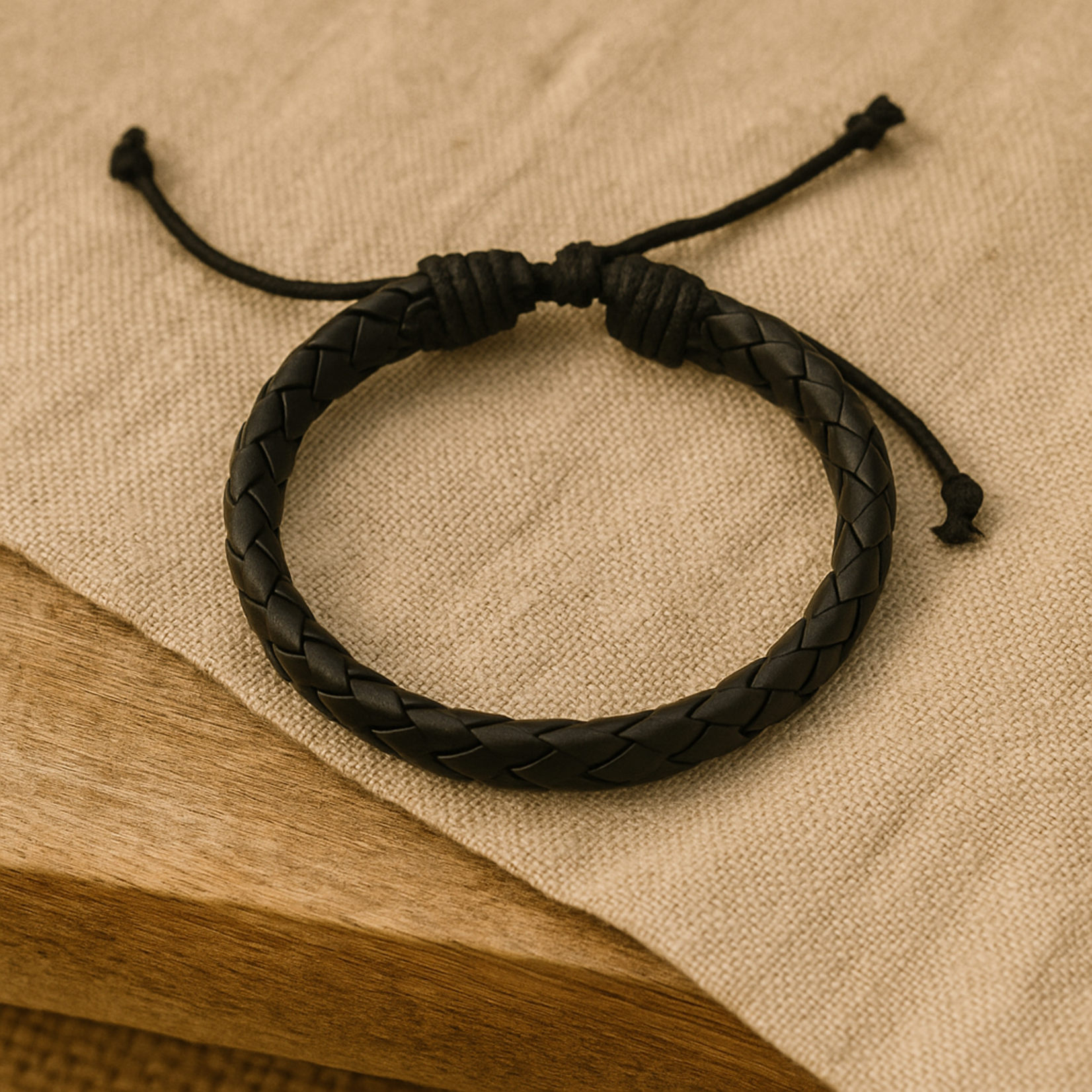Aura Dorno Aura Dorno Armband Black Weave Essence – handgemaakt van gevlochten leer