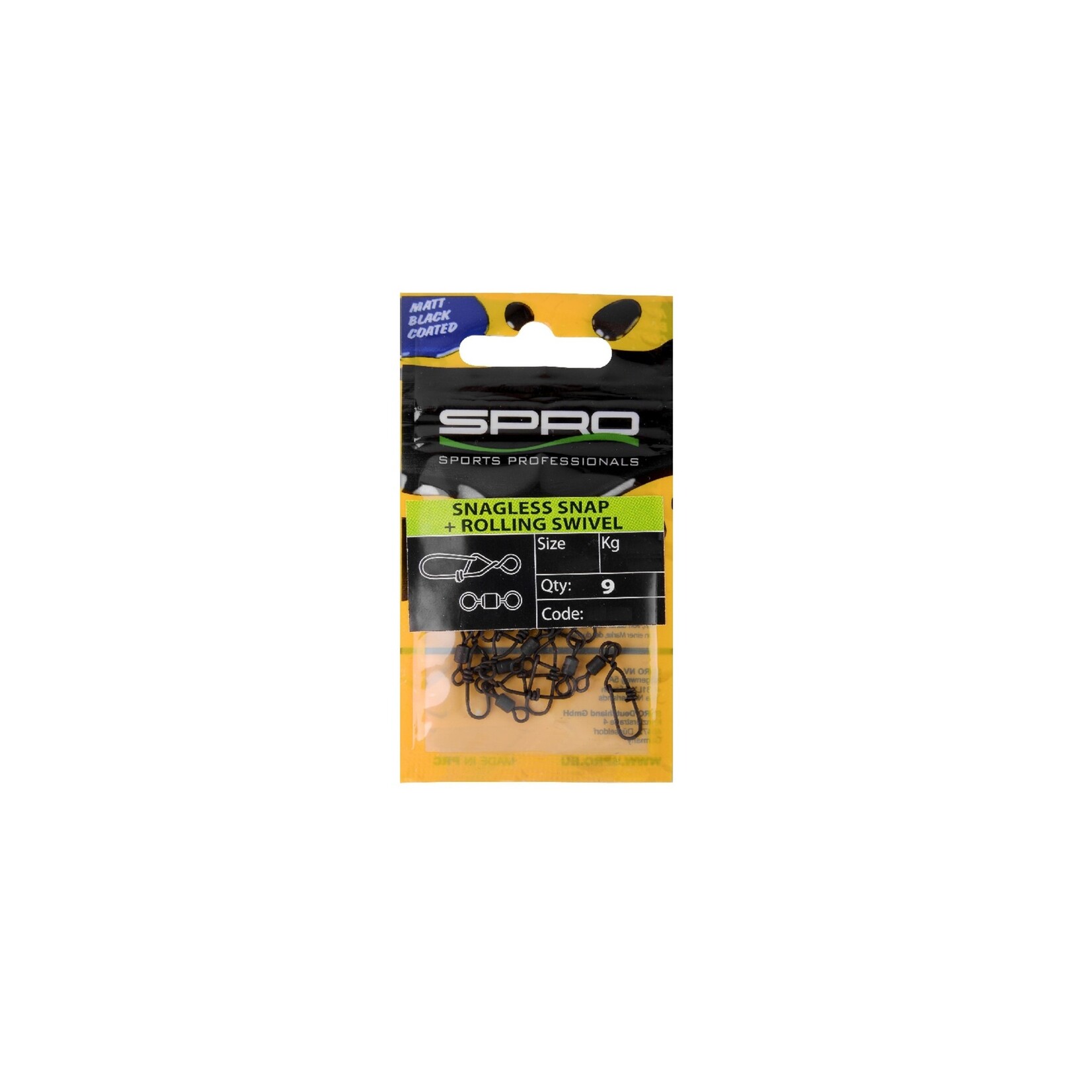 Spro Spro Matt Black Snagless Snap + Rolling Swivel – Sterke maatvaste clip met draaibare wartel