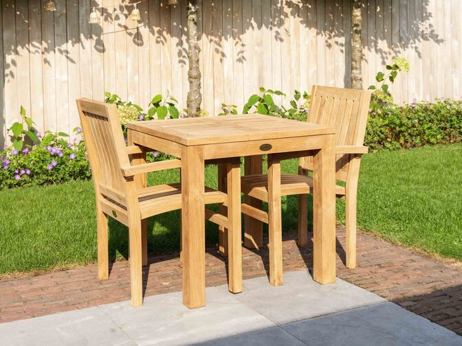 Gartentisch Venice aus Teakholz quadratisch 80 cm