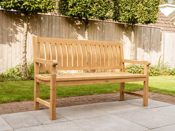 Teak-Gartenbank Bergamo 150 cm mit Rückenlehne