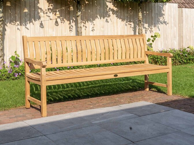 Bergamo Teak-Gartenbank 215 cm mit Rückenlehne