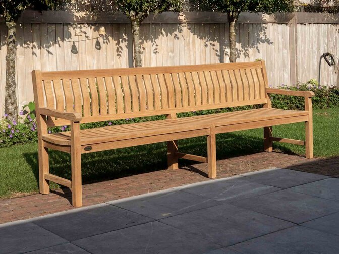 Bergamo Teak-Gartenbank 260 cm mit Rückenlehne