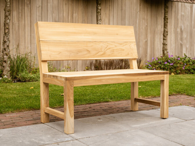 Teak-Parkbank Napoli 110 cm mit Rückenlehne