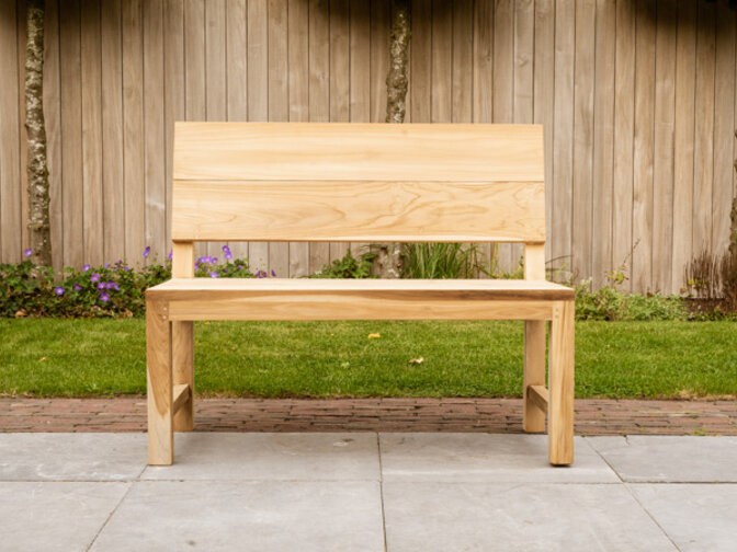 Teak-Parkbank Napoli 110 cm mit Rückenlehne