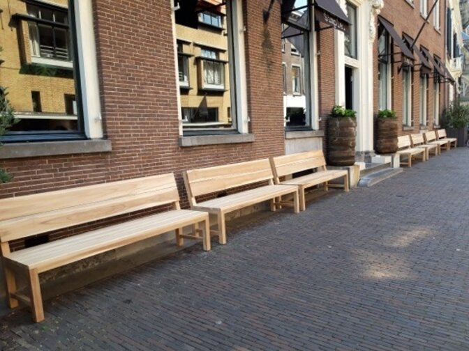 Teak-Parkbank Napoli 150 cm mit Rückenlehne