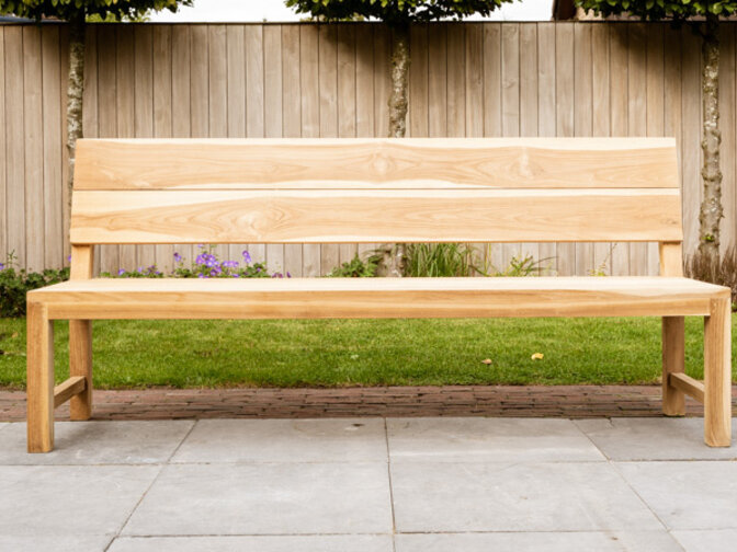 Teak-Parkbank Napoli 200 cm  mit Rückenlehne