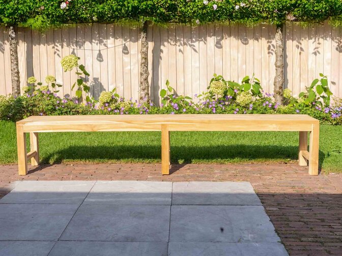 Teak-Parkbank Napoli ohne Rückenlehne 250 cm