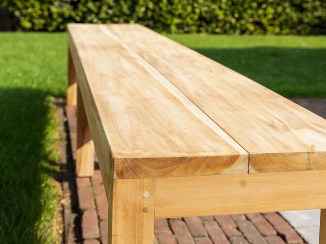 Teak-Parkbank Napoli ohne Rückenlehne 250 cm