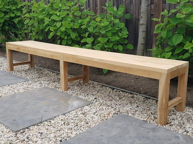 Teak-Parkbank Napoli ohne Rückenlehne 250 cm