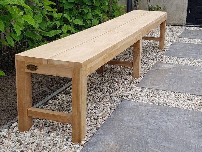 Teak-Parkbank Napoli ohne Rückenlehne 250 cm