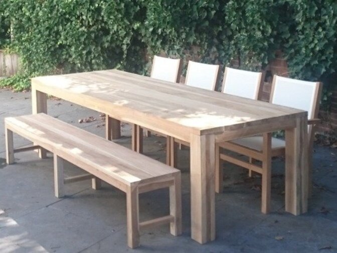 Teak-Parkbank Napoli ohne Rückenlehne 250 cm