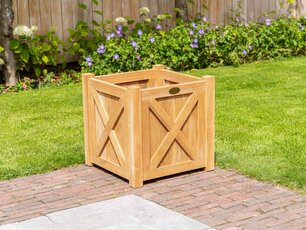Teak-Pflanzkübel mit Kreuz 50 x 50 cm