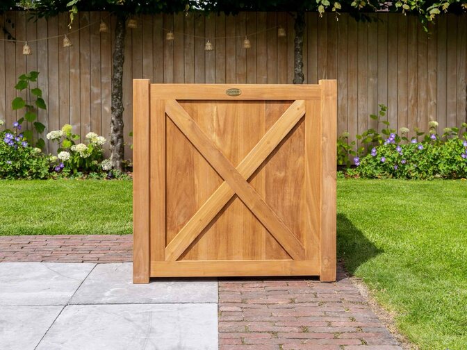 Teak-Pflanzkübel quadratisch 90x90cm mit Kreuz