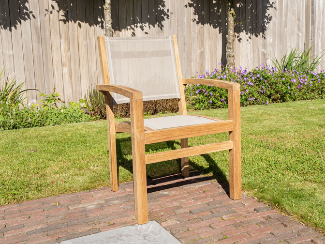 Teak Gartensessel Torino mit Batyline in Taupe