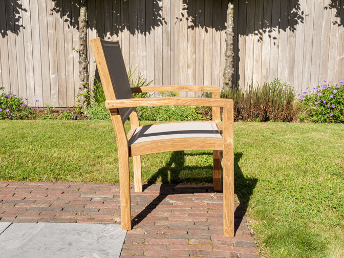 Teak Gartensessel Torino mit Batyline in Taupe