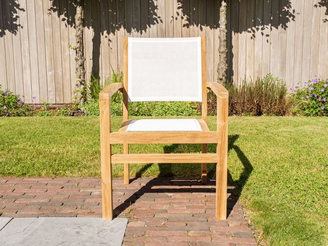 Teak Gartensessel Torino mit Batyline in Creme