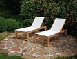 Trento-Teak-Liege mit Batyline in Creme