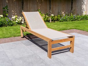 Trento Teakholz-Liege mit Batyline Taupe