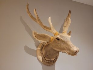 Hirschkopf mit Geweih aus Holz M