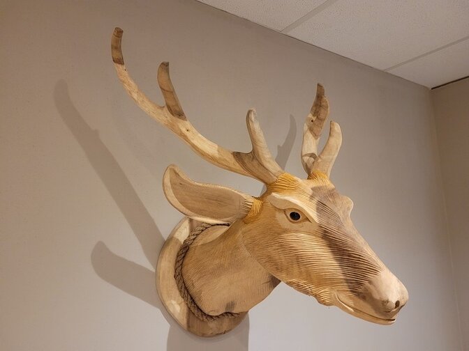 Hirschkopf mit Geweih aus Holz L