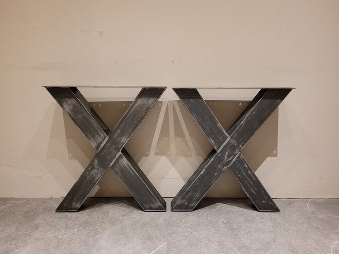 Tischbein aus Metall X - rustikal schwarz (pro Set)