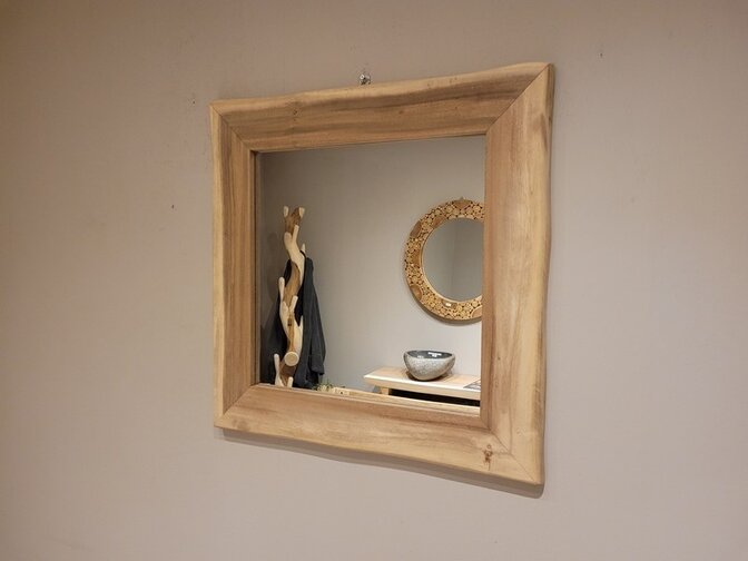 Spiegel – Suar-Baumstamm 80x80 cm