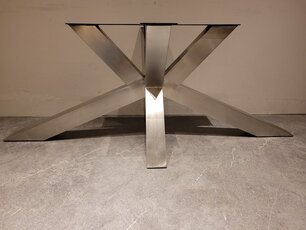 Großes X-Tischgestell 75x180 – Edelstahl – Matrix