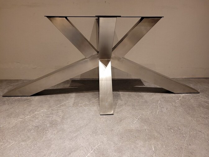 Großes X-Tischgestell 75x180 – Edelstahl – Matrix