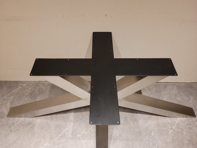 Großes X-Tischgestell 75x180 – Edelstahl – Matrix