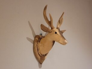 Hirschkopf mit Geweih aus Holz XS