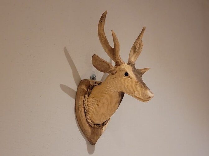 Hirschkopf mit Geweih aus Holz XS