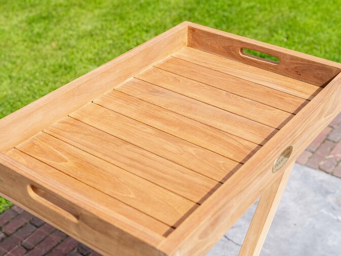 Teak-Tablett 40 x 60 cm auf Ständer