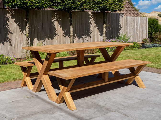 Teak Picknickset 90x180cm - BARI