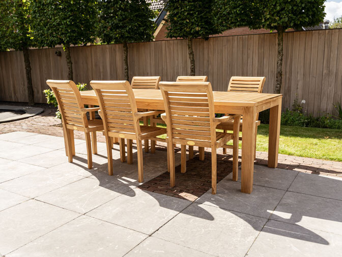 Gartenmöbelgarnitur Ancona 240 + 6 Stapelstühle Lucca