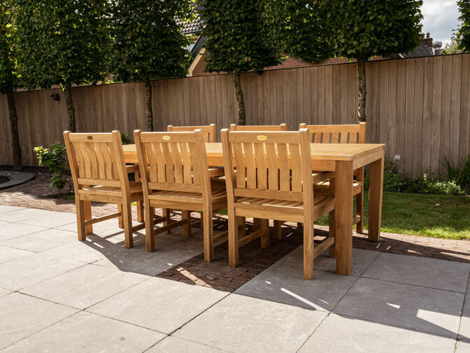 Teak Gartenset Verona 250 mit 6 Stapelstühlen