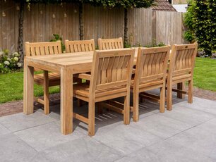 Teak-Gartenset Napoli 240 cm mit Stapelstühlen