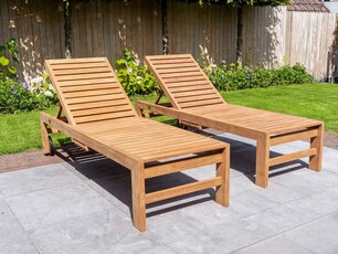 2x Teak Liegen Trento mit Polster