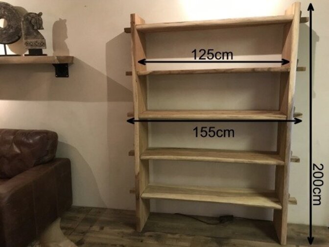 Boomstam boekenkast 155x200x40cm