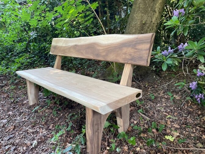 Baumstamm-Bank mit Rückenlehne 160 cm