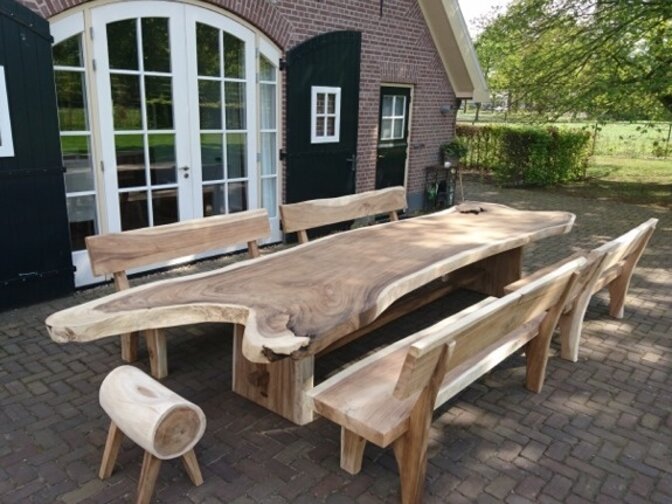 Baumstamm-Bank mit Rückenlehne 200 cm