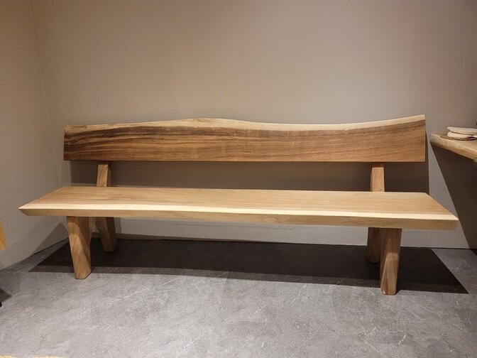 Baumstamm-Bank mit Rückenlehne, 240 cm